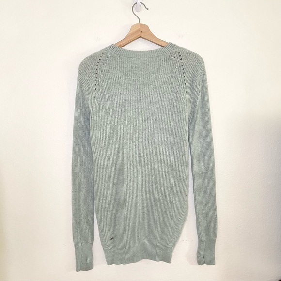 Lululemon Seva Sweater Merino Wool Pointelle Knit High Low Pullover Minty Grey 4 - Picture 6 of 14